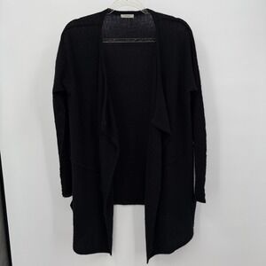 SUSS Black‎ Open Front Cardigan 100% Cashmere Long Sleeve Sz